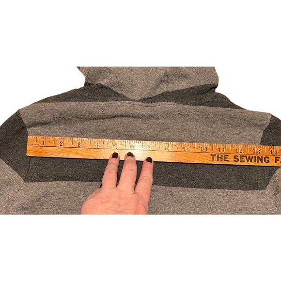 Kappa Pullover Hoodie Size L Two Tone Gray Stripe Pink Glitter Logo Cozy Lounge - Picture 9 of 10